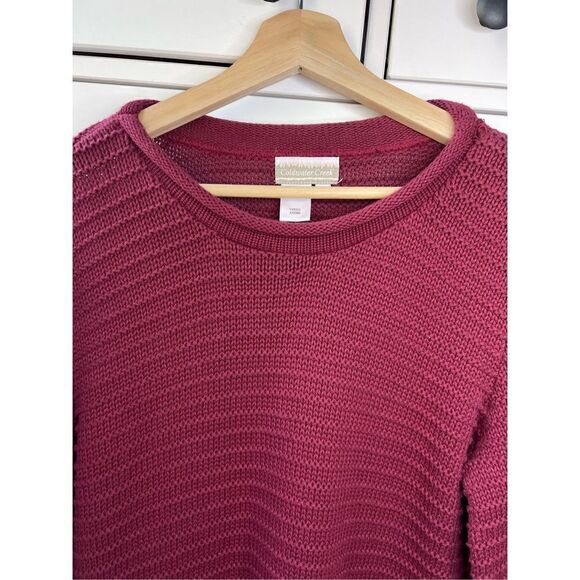 Coldwater Creek 100% cotton knit sweater‎ red-burgundy size XS Christmas winter - Picture 11 of 17